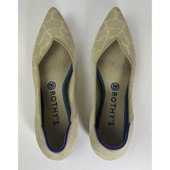 Rothy's Flat Pointed Toe Ballet Sahara Gold Printed Women's Slip On Shoes Size 9 - Picture 10 of 11